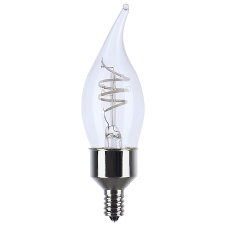 Satco 4 Watt LED, Flex Gray Coil Filament, CA11, Candelabra Base, 2700K CCT, Clear, 120V S11526